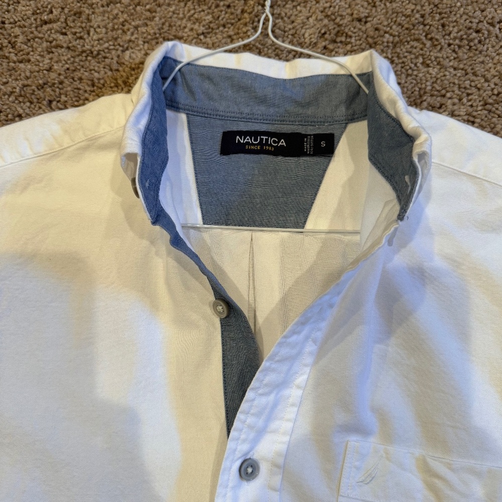 ❤️❤️ 3/$25 Men's Nautica button down White cotton shirt size small